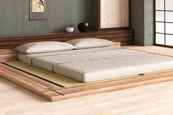 Letto tatami giapponese, artigianale in legno massiccio Heya